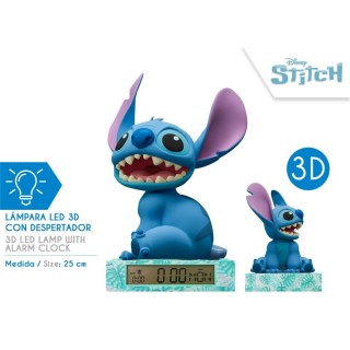 Naktinė lemputė+žadintuvas Stitch 3D 25 cm