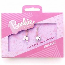 Sidabriniai 925 auskarai Barbie su roziniu karoliuku svoris 1,82g