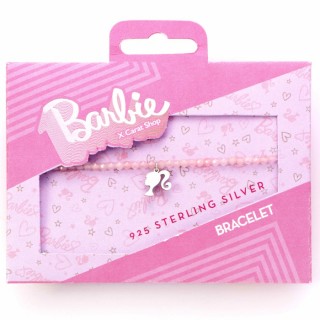 Sidabrinė 925 apyrankė Barbie su pakabuku rožiniai karoliukai svoris 3,63g