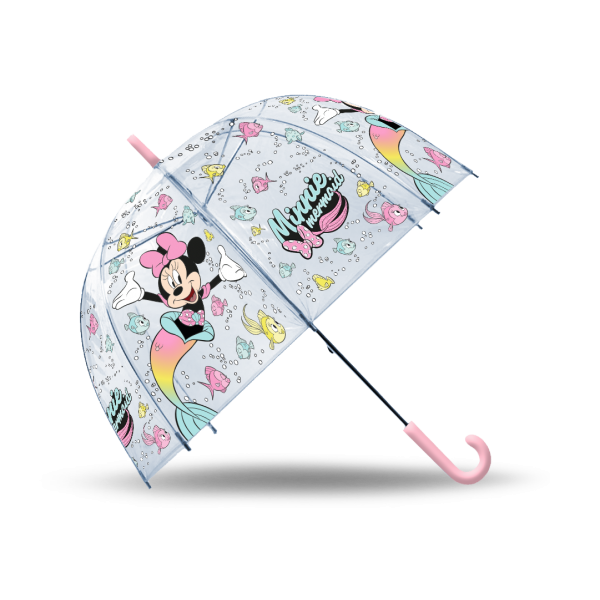 Vaikiškas lietsargis Disney Minnie permatomas rankinis 46 cm
